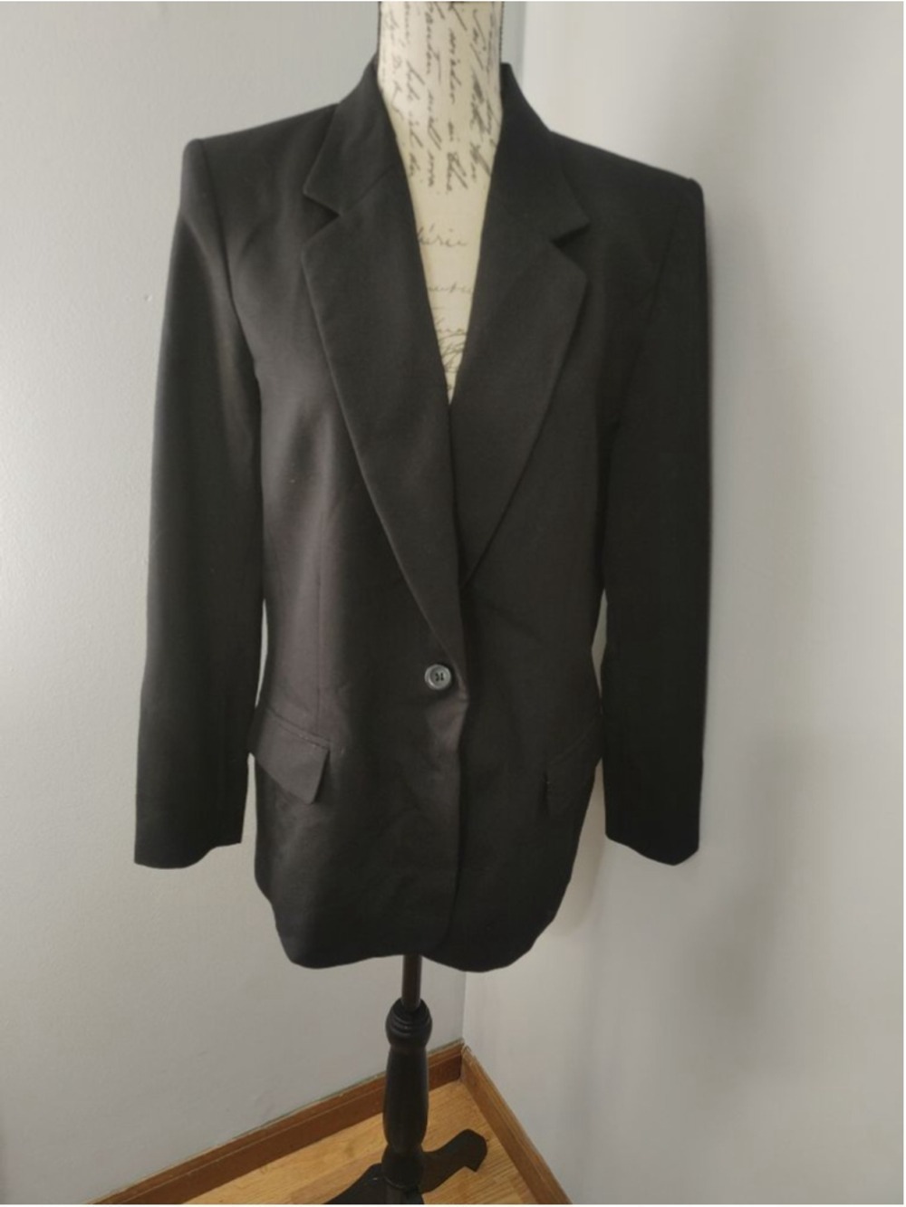 Women's Vintage Y2K Pendleton Black 100% Virgin Wool Blazer Jacket Size 12